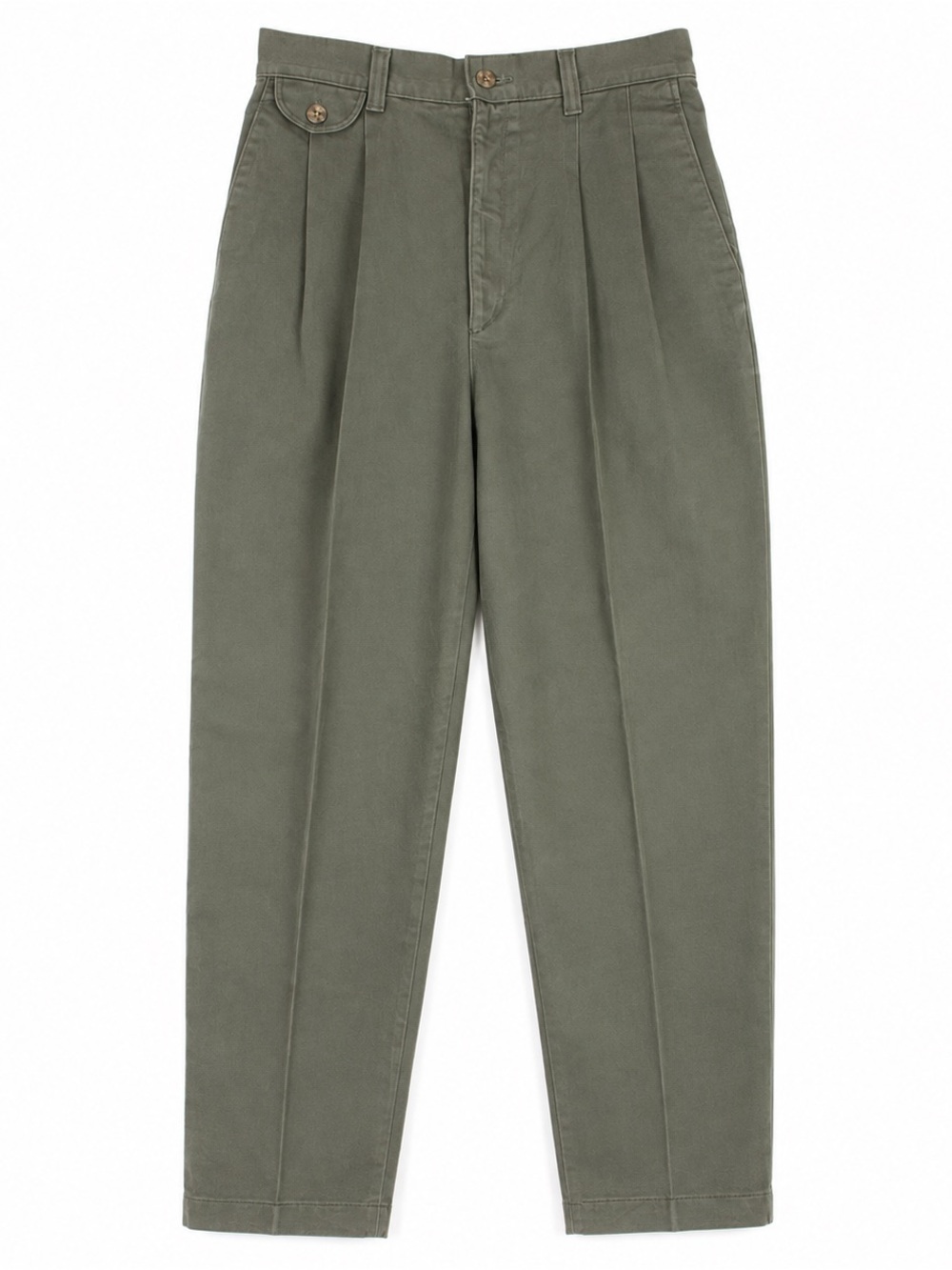 Vintage Lee High Rise Pleated Trousers Olive Green 10 100% Cotton